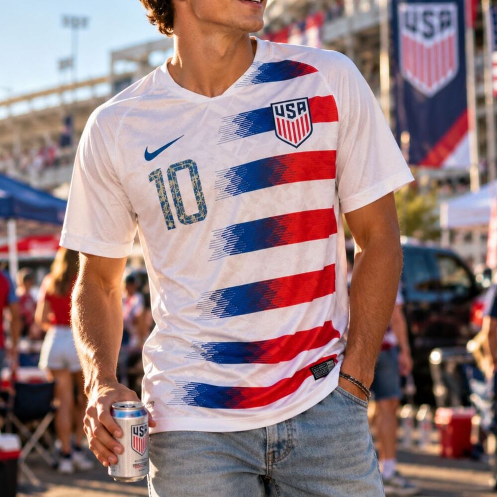 Nike 2018 USMNT Home Soccer Jersey Christian Pulisic 10 Fade Stripe White Red M